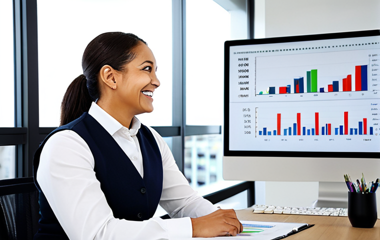 자산관리사로서 경력 전환 사례 - Financial Planning Success**

"A smiling financial advisor in a modern office setting, fully clothed...