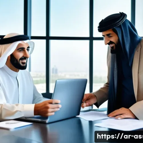 자산관리사와 연금 전문가의 차이 - A professional Middle Eastern financial advisor consulting with a mature Arab couple in a modern off...